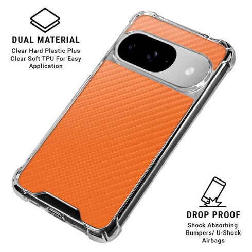 Orange Carbon Fiber Specialty Texture Material Google Pixel 10 Clear Case